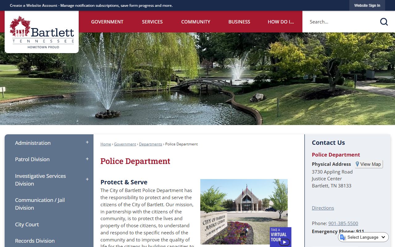 Bartlett Police Department website for Bartlett booking reports