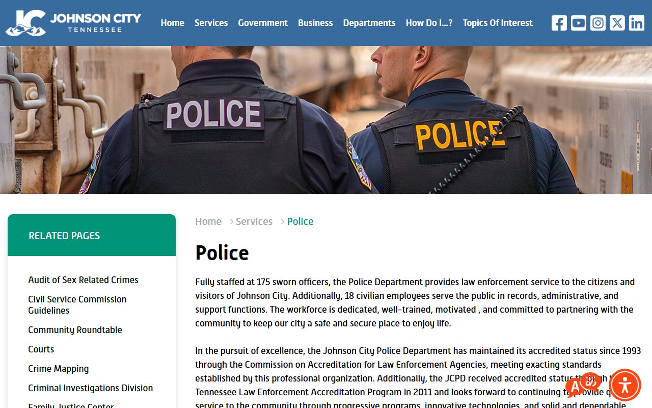 Johnson City Police Department website for Johnson City booking reports