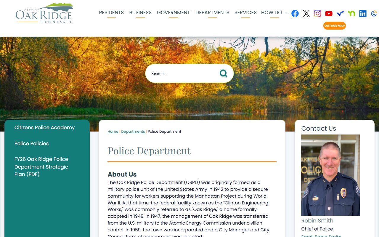Oak Ridge Police Department website for Oak Ridge booking reports