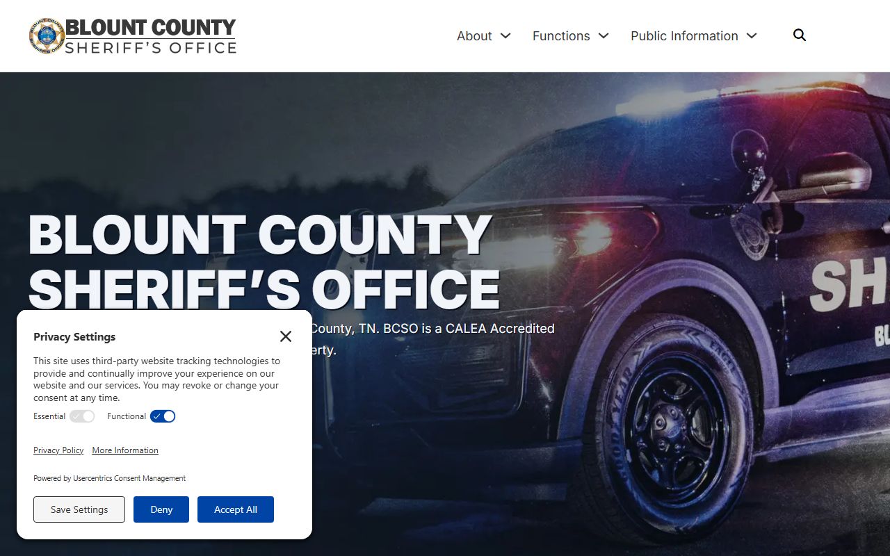 Blount County Sheriff's Office website for booking reports