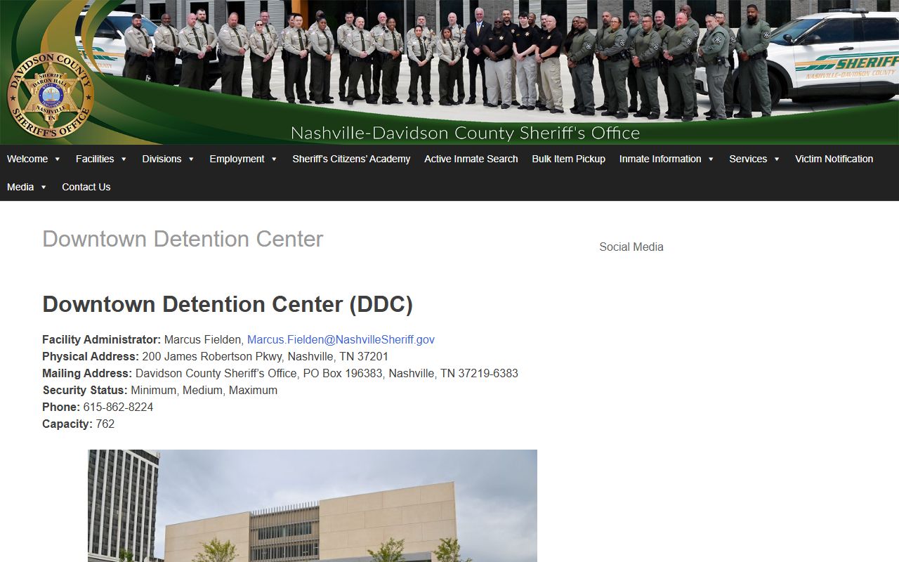 Davidson County Downtown Detention Center facility information