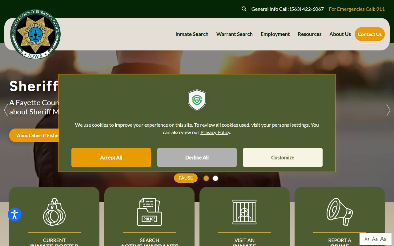 Fayette County Sheriff's Office booking reports page