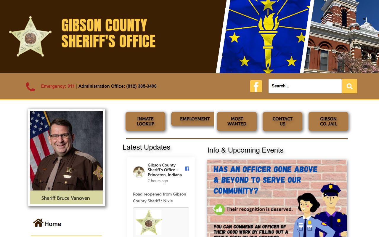 Gibson County Sheriff's Office website for booking reports