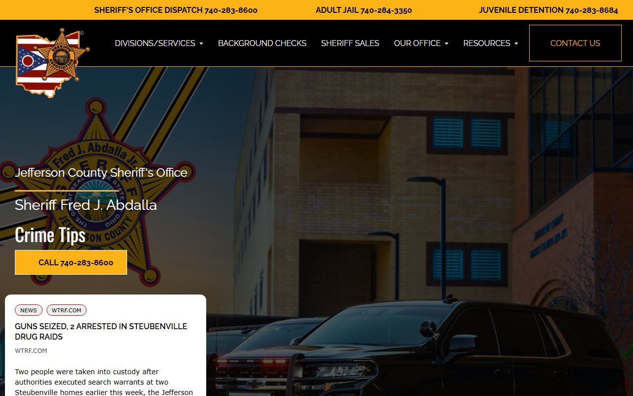 Jefferson County Sheriff's Office website for booking reports