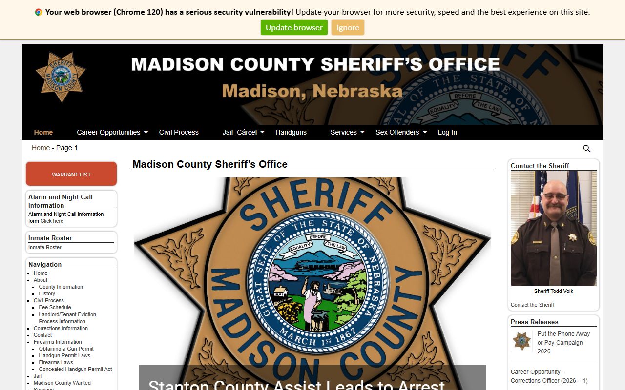 Madison County Sheriff's Office website for booking reports in Jackson Tennessee