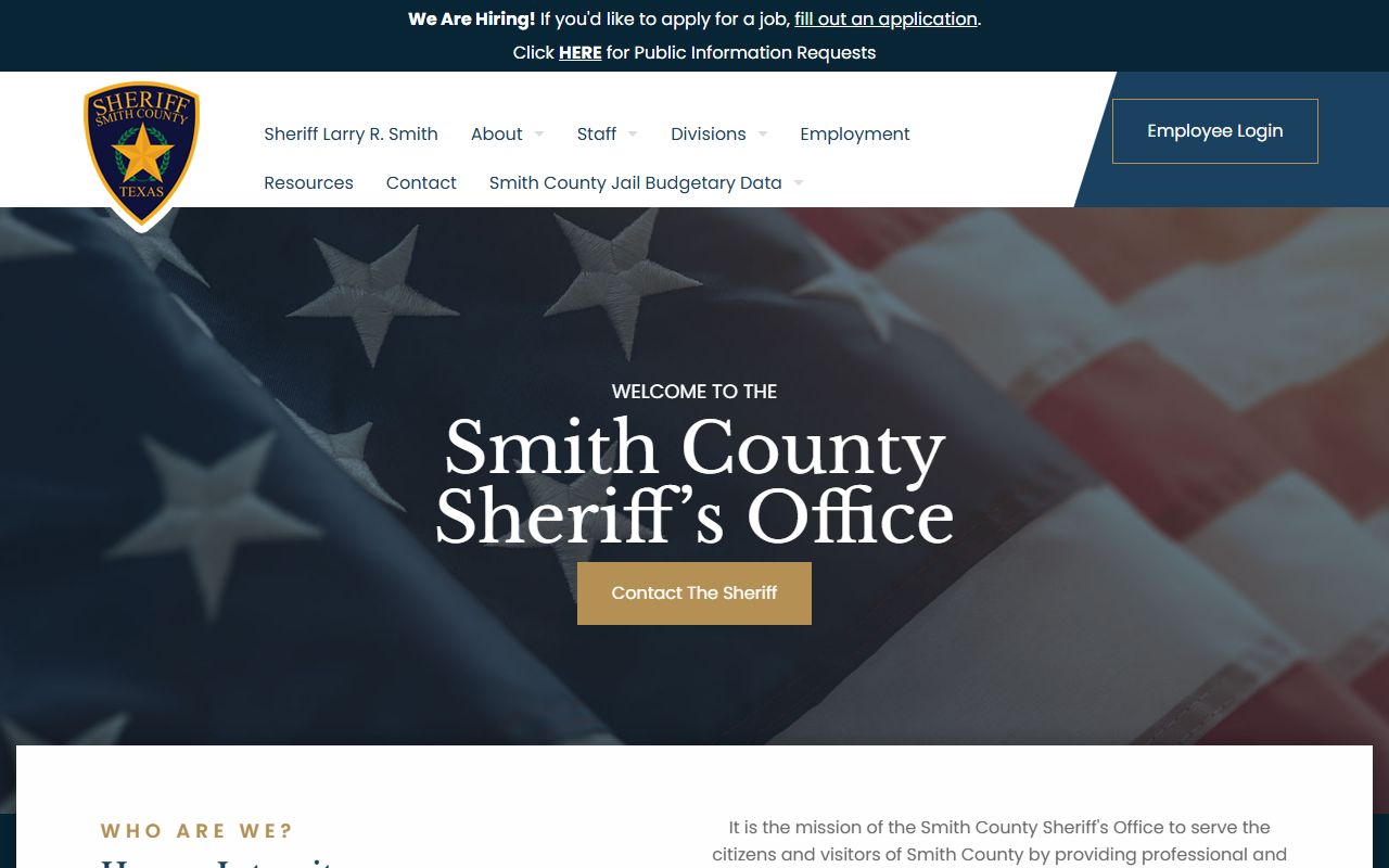 Smith County Sheriff's Office website for booking reports